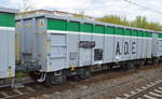 Offener Drehgestellwagen mit niederländischer Registrierung der Fa. A.D.E. mit der Nr. 37 TEN 84 NL-ADE 5840 004-1 Eamnos am 24.04.17 Bf. Berlin-Hohenschönhausen.