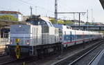 Zu diesem Zeitpunkt vor Ort noch im Einsatz die Alstom Hybridlok 1001 007-6 für die Talgo GmbH beim Rangieren des Talgo Hotelzuges Richtung Berlin Warschauer Str.