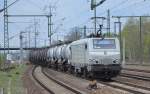CBR Prima E 37 527 für CTL mit Kesselwagenzug (geschmolzenes Schwefel) am 26.04.15 Durchfahrt Bhf.