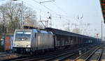 CTL mit der akiem Mietlok 186 263-0 und Ganzzug Schiebewandwagen am 07.02.18 Berlin-Hirschgarten.