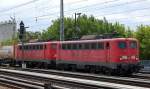 EGP Doppeltraktion 140 876-4 (91 80 6140 876-4, Henschel Bj.1973) + 140 824-4 (91 80 6140 824-4, Krupp Bj.1972) mit gemischtem G�terzug bei der Abfahrt Gbf.