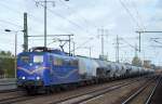EGP mit der SRI Lok 151 033-8 und Zementstaubzug (leer) am 23.10.15 Durchfahrt Bhf.