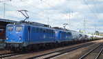EGP Doppeltraktion 140 824-4 + 140 857-4 mit Zementstaubzug (leer) Richtung Deuna am 19.07.16 Bf.