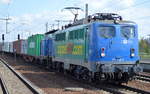 EGP 140 838-4 mit EGP 212 279-4 und Containerzug am Haken am 20.04.17 Bf.