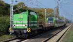 Lisa 2/EIB Werklok 22 (293 025-3) mit der �berf�hrung eines fabrikneuen f�nfteiligen FLIRT (429 002-7) f�r die Nordbahn BeNEX GmbH in Schleswig Holstein aam 13.10.14 Berlin-Hohensch�nhausen.