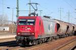 EKO Trans 145-CL 001 (91 80 6145 081-6 D-EKO) mit einem Ganzzug Staubsilowagen (Kohlestaub), 07.03.11 Bhf.