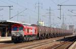 HGK DE 670 (92 80 1266 070-2 D-HGK) mit Kesselwagenzug am 28.03.12 Bhf.
