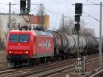 Auch die CBRail Lok HGK 2004/145-CL 014 (aktuell 91 80 6145 092-3 D-XRAIL, Adtranz Bj.2000) war viele Jahre an HGK vermietet und f�hrt nun aktuell f�r die Fa.