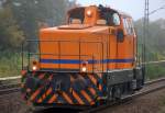 Die IGB Lok DL 8 (98 80 3507 004-0 D-IGB, KM Bj.1961) Typ ML 700C aus Richtung Berliner Westhafen kommend Richtung Spandau, 11.10.12 Bhf.