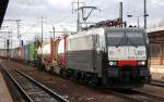 MRCE Dispolok ES 64 F4-210 (91 80 6189 210-8 D-DISPO) der ITL mit Containerzug, 15.02.12 Bhf.