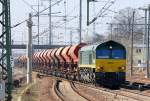 Ascendos Leasinglok PB18 (92 80 1266 022-3 D-ITL) von ITL mit Ganzzug offener Sch�ttgutwagen am 28.03.12 Bhf.