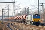 Ascendos Mietlok von ITL CB 1001 (92 80 1266 106-4 D-ITL) mit Ganzzug Sch�ttgutwagen, 14.11.12 Bhf.