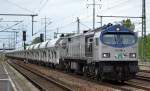 ITL Tiger 250 006-4 mit Ganzzug Schüttgutwagen am 19.05.15 Durchfahrt Bhf.