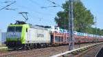 ITL/Captrain 185 543-6 mit einem PKW-Transportzug fabrikneuer VW-Transporter u.a.