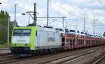 Captrain/ITL 185-CL 007 (185 507-1) mit einem PKW-Transportzug VW-Nutzfahrzeuge am 10.09.15 Bhf.