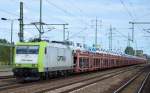 Captrain/ITL 185-CL 007 (185 507-1) mit PKW-Transportzug mit VW-Nutzfahrzeugen am 08.09.15 Bhf.