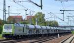 ITL/Captrain Lok 285 117-9 mit langem Schüttgutwagenzug am 16.09.15 Durchfahrt Bhf.
