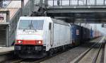 Erst seit Anfang Dezember 2015 in der ITL-Flotte, die angemietete ehemalige Crossrail Lok 185 579-0 (NVR-Number: 91 80 6185 579-0 D-ITL, Bombardier Bj.2007) mit Containerzug am 13.01.16