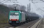 ITL mit E 186 127 [NVR-Number: 91 80 6186 127-7 D-ITL, Bombardier Bj.2006] und einem Kesselwagenzug (Ethanol) am 10.03.16 Berlin-Hohenschönhausen.