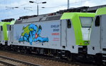 Nette Idee, ein Captrain Supermann als neuer Werbeträger auf der ITL/Captrain Lok 185 578-2 und dem Werbeslogan  SCHNELLER GRÜNER HAMBURG - Ihre Güter auf unseren Gleisen  gesichtet in