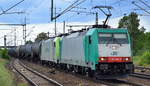ITL mit E 186 244-0 (91 51 5270 004-2 PL-ITL) mit 185 580-0 und Kesselwagenzug am Haken am 29.06.16 Bf.
