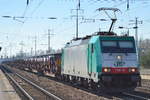 ITL E 186 128 mit den Spezial Drehgestell-Flachwagen (leer) der Fa.