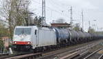 ITL 186 139-2 mit Kesselwagenzug (leer) Richtung Stendell am 05.04.17 Berlin-Karow.