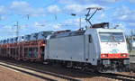 ITL 185 579-0 mit einem PKW-Transportzug (VW Nutzfahrzeuge aus polnischer Produktion) am 06.04.17 Bf.