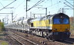 ITL mit Captrain Lok 66 02 (266 030-3) mit Ganzzug Schüttgutwagen am 16.10.17 Bf.