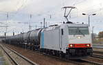Neuer Mieter seit Anfang November 2017, die Railpool Lok 185 639-2 [NVR-Number: 91 80 6185 639-2 D-Rpool, Bombardier Bj.2009] ist aktuell für LEG tätig, hier am 20.11.17 mit Kesselwagenzug
