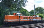 LOCON 207/212 358-6 + 206/212 095-4 rangieren einen Leerzug Schüttgutkippwagen zum Gbf.