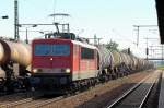 MEG 707 (91 80 6155 230-6 D-MEG, LEW Bj.1983) mit Kesselwagenzug am 04.07.12 Bhf.