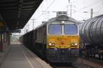 Die einzige regelm��ige hier im Nordosten verkehrende Lok vom Typ Claas 77 der BR 266.4 der franz�sichen DB Tochter EURO CARGO RAIL, als DB Lok registriert und der DB Tochter MEG zur Verf�gung