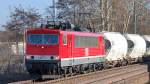 MEG 701/155 124-1 mit Ganzzug Staubsilogüterwagen Richtung Oranienburg am 05.02.14 Mühlenbeck/Mönchmühle b.