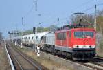 MEG 707 (155 230-6) mit ECR 247 042-5 und Zementstaubwagenzug Richtung Karower Kreuz Berlin am 02.04.14 Mühlenbeck/Mönchmühle b.