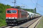 MEG 702 (155 179-5) mit Zemenstaubzug (leer) Richtung Rüdersdorf b.Berlin am 07.07.14 Durchfahrt Bhf.
