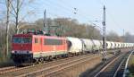 MEG 708 (155 046-6) mit Zemenzstaubzug Richtung Orainienburg am 27.11.14 Mühlenbeck/Mönchmühle bei Berlin.