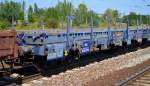 Drehgestell-Flachwagen vom Einsteller NACCO mit der Nr.