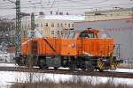 Pers�nliche Erstsichtung, eine MaK G 800BB, die northrail 04 (92 80 1278 004-7 D-NTS, VSFT Bj.2002) Richtung Berlin-Spandau am 22.01.13 gegen�ber dem S-Bahnhof Berlin-Westhafen.