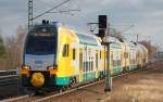 ODEG-KISS als RE4 nach Rathenow mit dem ET 445.110  bei der Einfahrt Bhf.