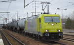 RHC 119 007-2 mit Kesselwagenzug (leer) Richtung Stendell am 24.01.18 Bf.