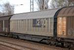 Ein Schiebewandwagen vom Wageneinsteller Transwaggon aus der Schweiz eingestellt mit der Nr.
