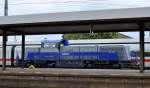 Diese Voith Gravita 15L BB (92 80 1265 499-4 D-VTLT) fuhr am 03.05.14 vom Betriebsgelände des DB Werk Fulda nach dem Tanken wieder durch den Bhf.
