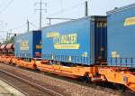 Taschenwagen-Doppelwageneinheiten vom schweizer Wageneinsteller Wascosa mit der Nr.