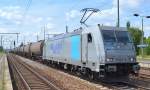 Railpool Mietlok 185 622-8/119 003 (91 76 0119 003-1 N-Rpool, Bombardier Bj.2009) f�r die Rurtalbahn Cargo - RTB am 01.08.14 mit Kesselwagenzug mit franz�sischen Kesselwagen mit lt.