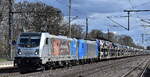HSL Logistik GmbH, Hamburg [D] mit der geleasten Railpool Lok  187 313-2  [NVR-Nummer: 91 80 6187 313-2 D-Rpool] + ATLU Lok  185 510-5  [NVR-Nummer: 91 80 6185 510-5 D-ATLU] und PKW-Transportzug am