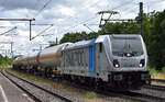 ecco-rail GmbH, Wien [A] mit der geleasten Railpool Lok  187 346-2  [NVR-Nummer: 91 80 6187 346-2 D-Rpool] und einem Ganzzug Druckgaskesselwagen am 07.07.25 Höhe Bahnhof Niederndodeleben.