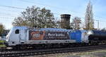HSL Logistik GmbH, Hamburg [D] mit der geleasten Railpool Lok  187 313-2  [NVR-Nummer: 91 80 6187 313-2 D-Rpool] und einem Kesselwagenzug am 13.11.25 Höhe Bahnhof Frankfurt/Oder.