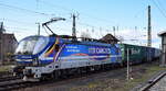 RTB CARGO GmbH, Düren [D] mit der recht frisch beklebten Railpoool Leasinglok  193 174  [NVR-Nummer: 91 80 6193 174-0 D-Rpool] ist mit einem Containerzug am Endpunkt Bahnhof Frankfurt/Oder