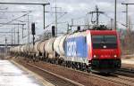 Re 482 046-0 (91 85 4482 046-0 CH-SBBC) mit Kesselwagenzug unterwegs f�r HSL Logistik, 15.02.12 Bhf.